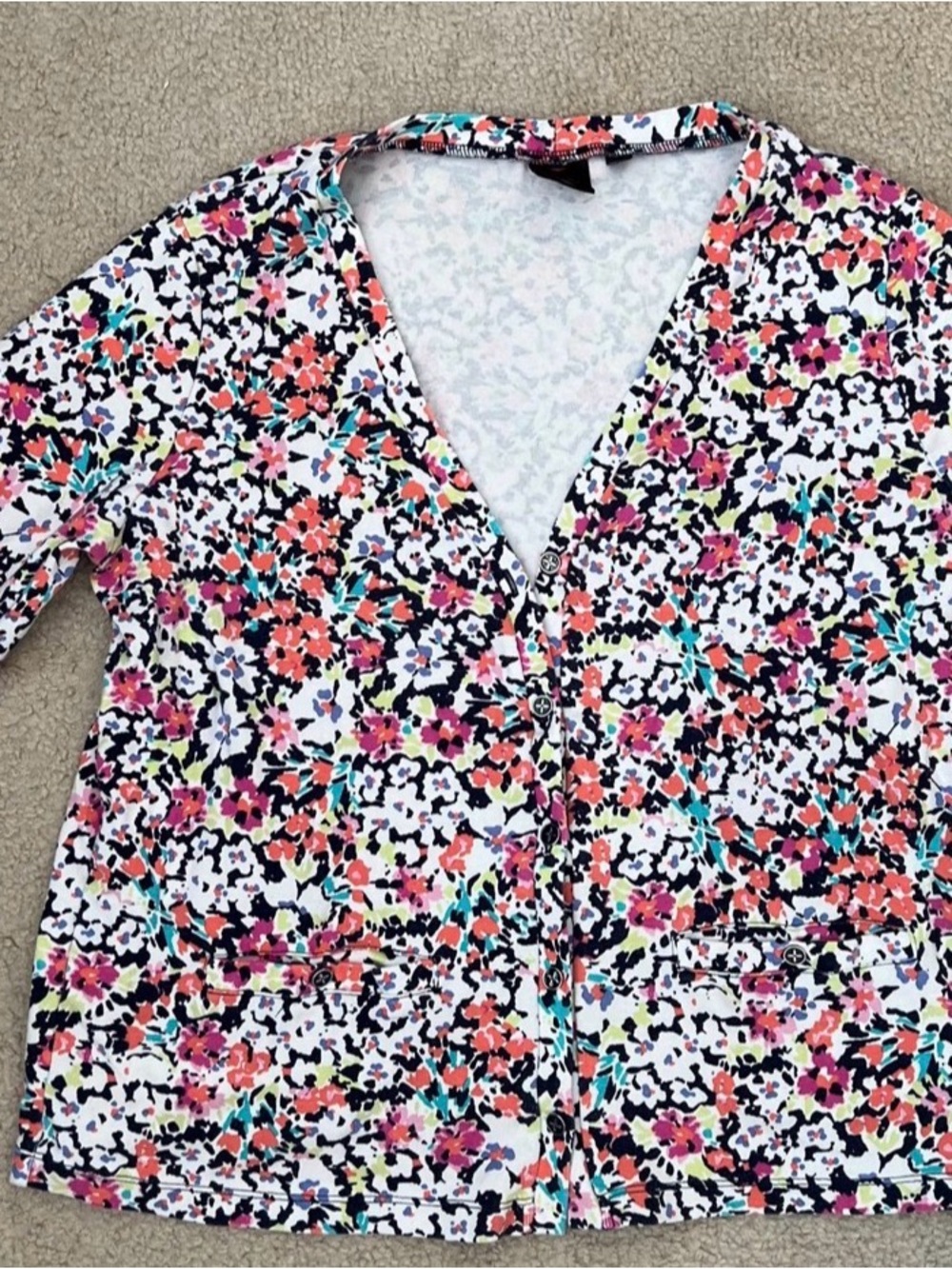 Rafaella Multi-Color Floral Button-Down Top